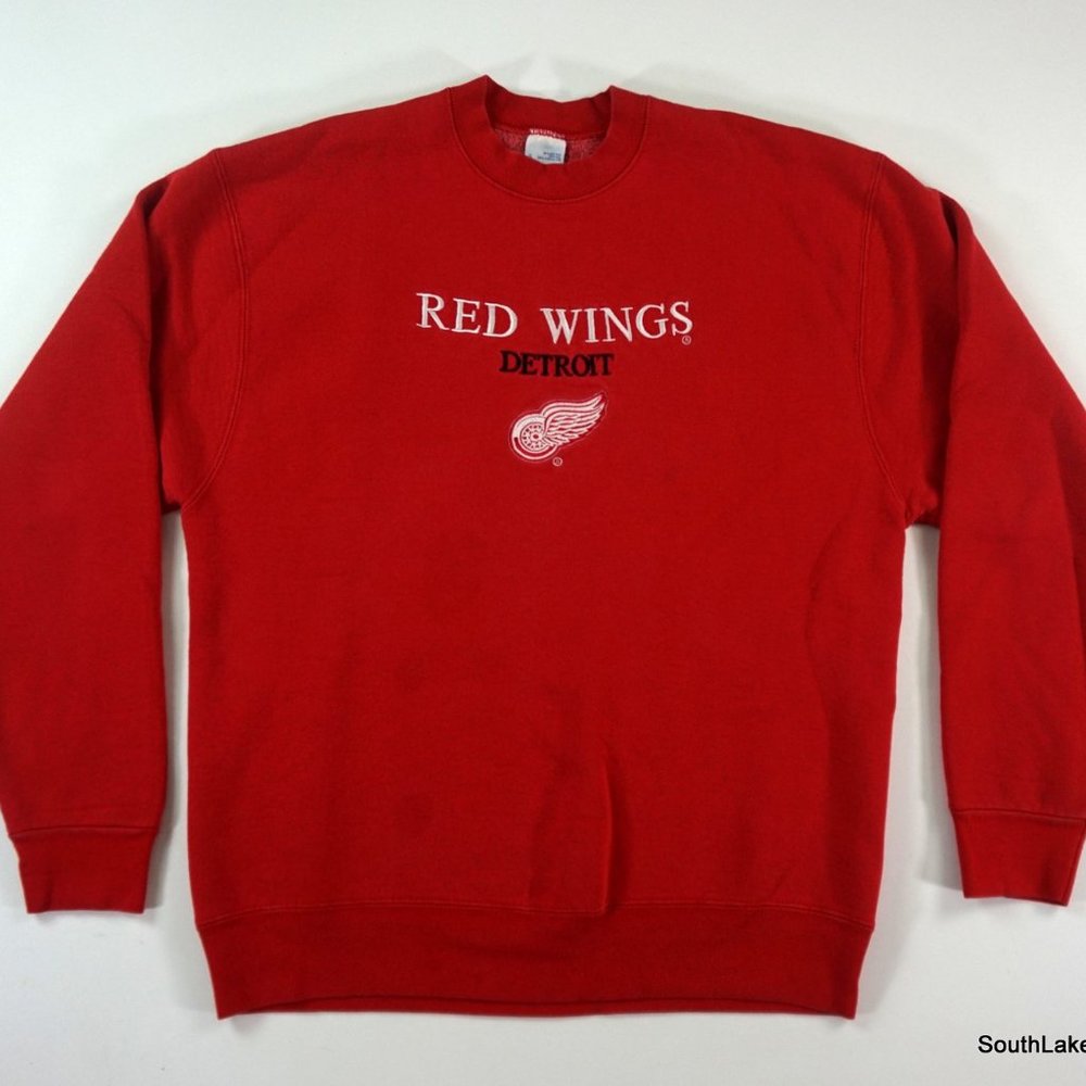 Vintage Men's Salem Sports NHL Detroit Red Wings Stitched Logo Sweatshirt XL Red
